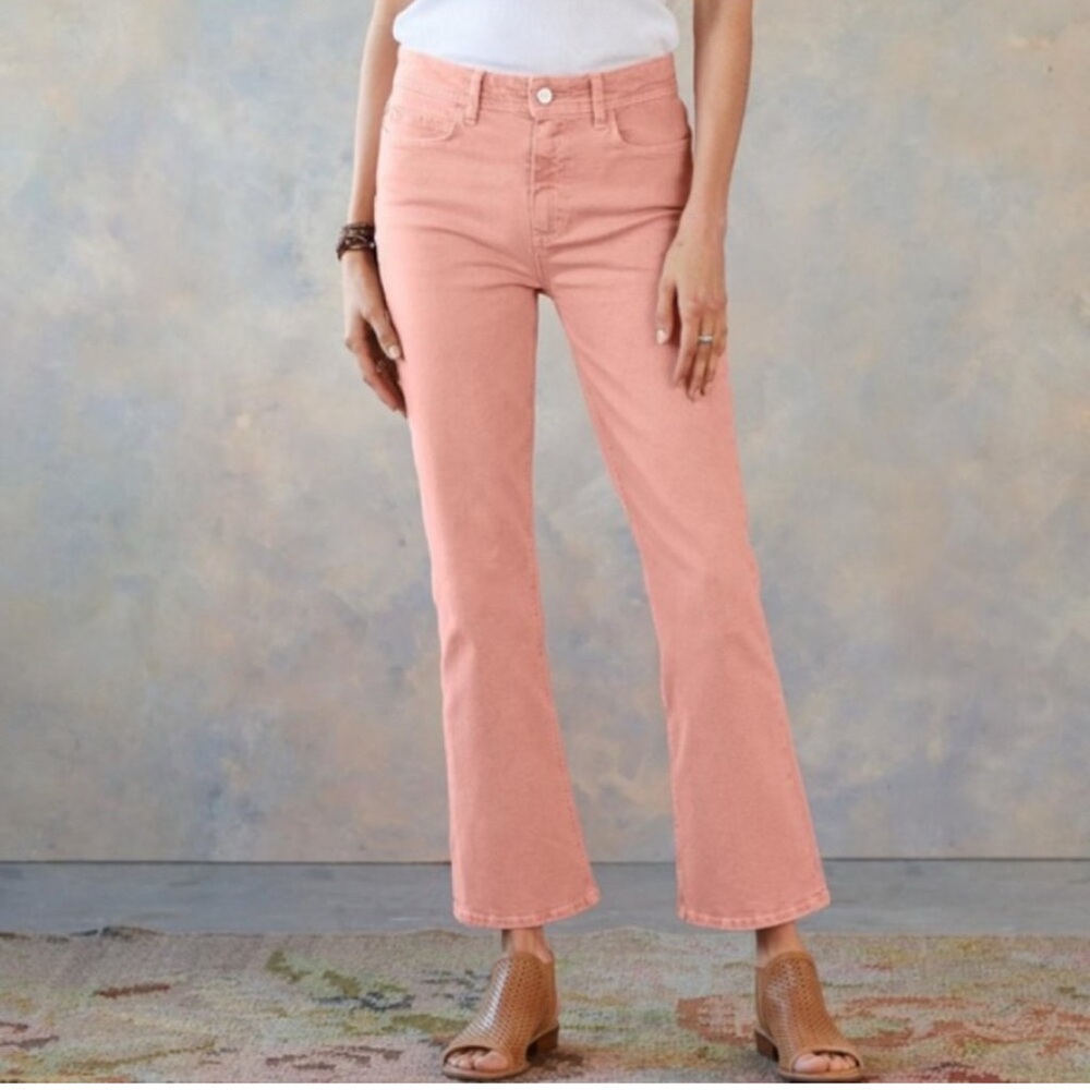 PAIGE Pink Flare Wide Leg Jeans